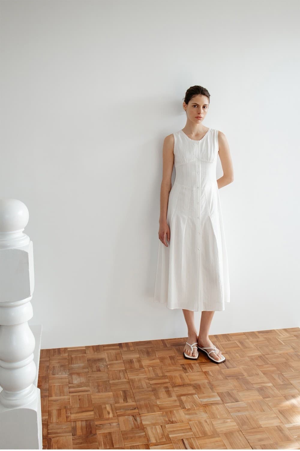 TIR CROCHET STRIPE SLEEVELESS DRESS_WHITE — vue 11