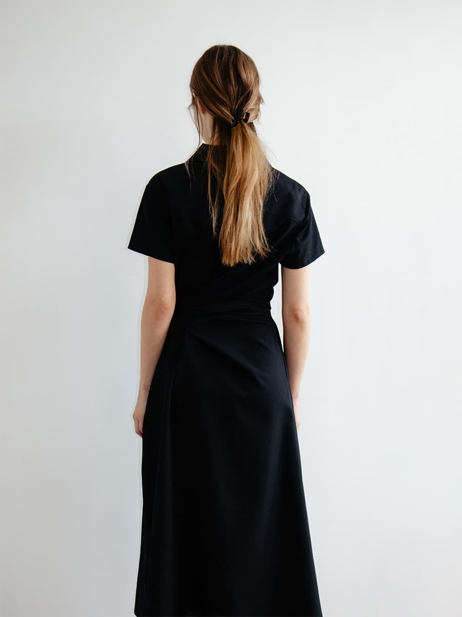 TIR TIE WAIST COLLAR DRESS_D-NAVY — vue 6