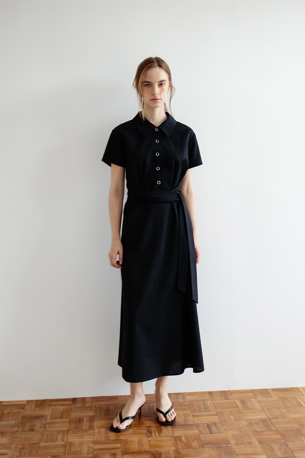TIR TIE WAIST COLLAR DRESS_D-NAVY — vue 10