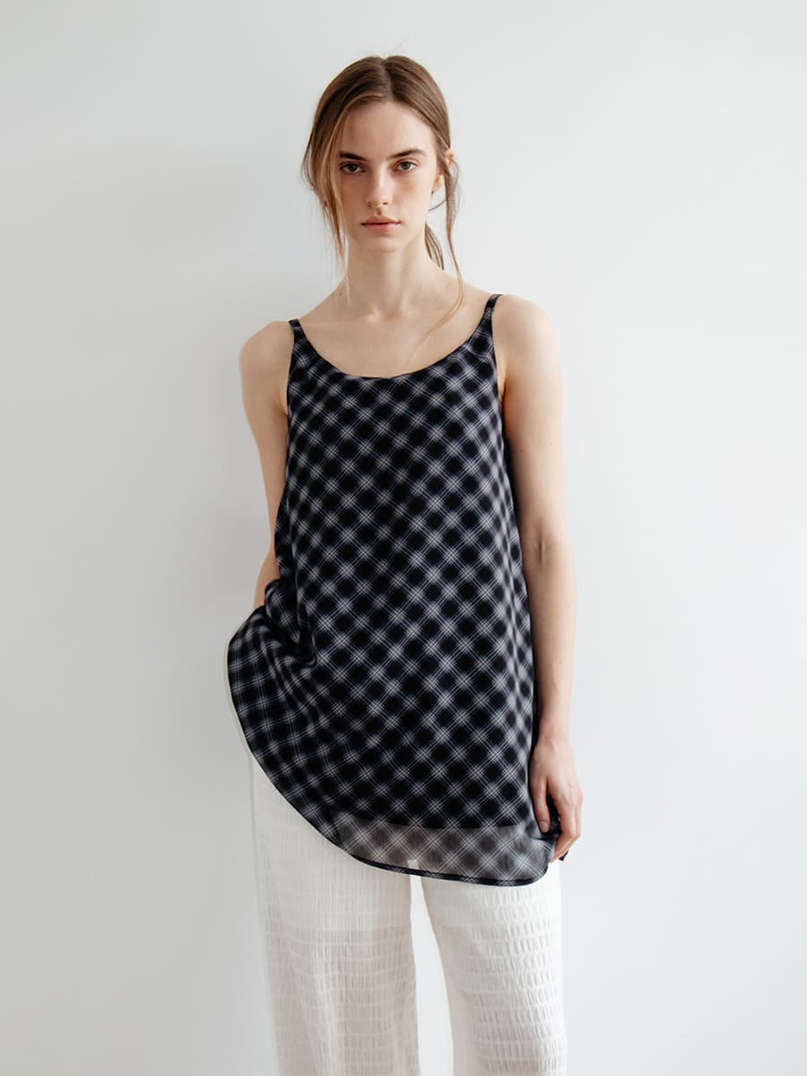TIR CHECK LAYERED REVERSIBLE DRESS_BLACK — vue 1