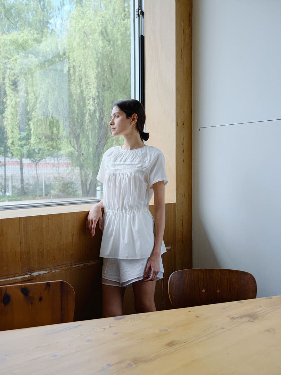 TIR PINTUCK LACE STRING BLOUSE_WHITE — vue 4