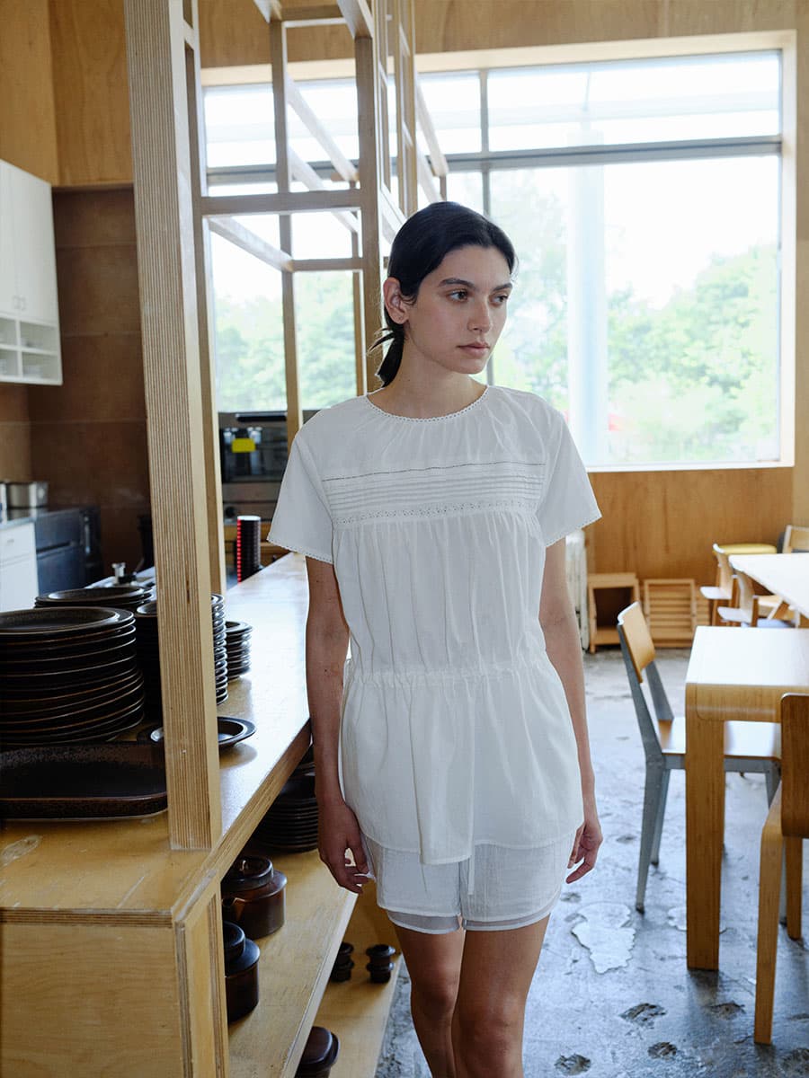 TIR PINTUCK LACE STRING BLOUSE_WHITE — vue 6