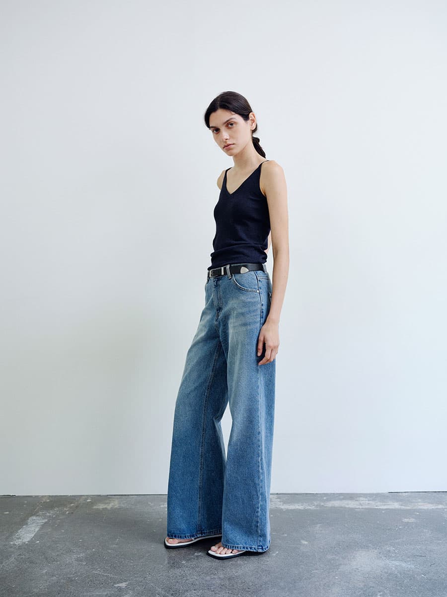 TIR RIB KNIT CARDIGAN & SLEEVELESS SET_DEEP NAVY — vue 7