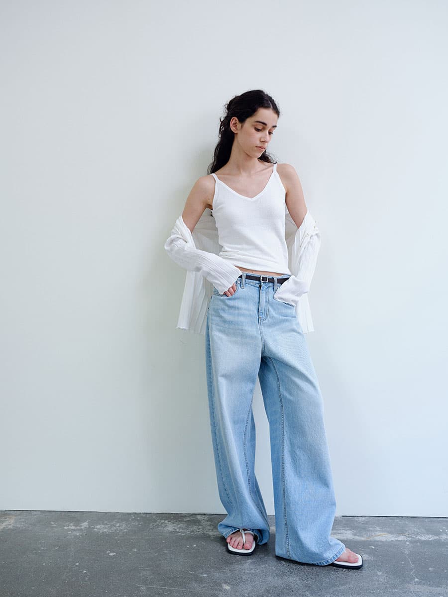 TIR RIB KNIT CARDIGAN & SLEEVELESS SET_WHITE — vue 6