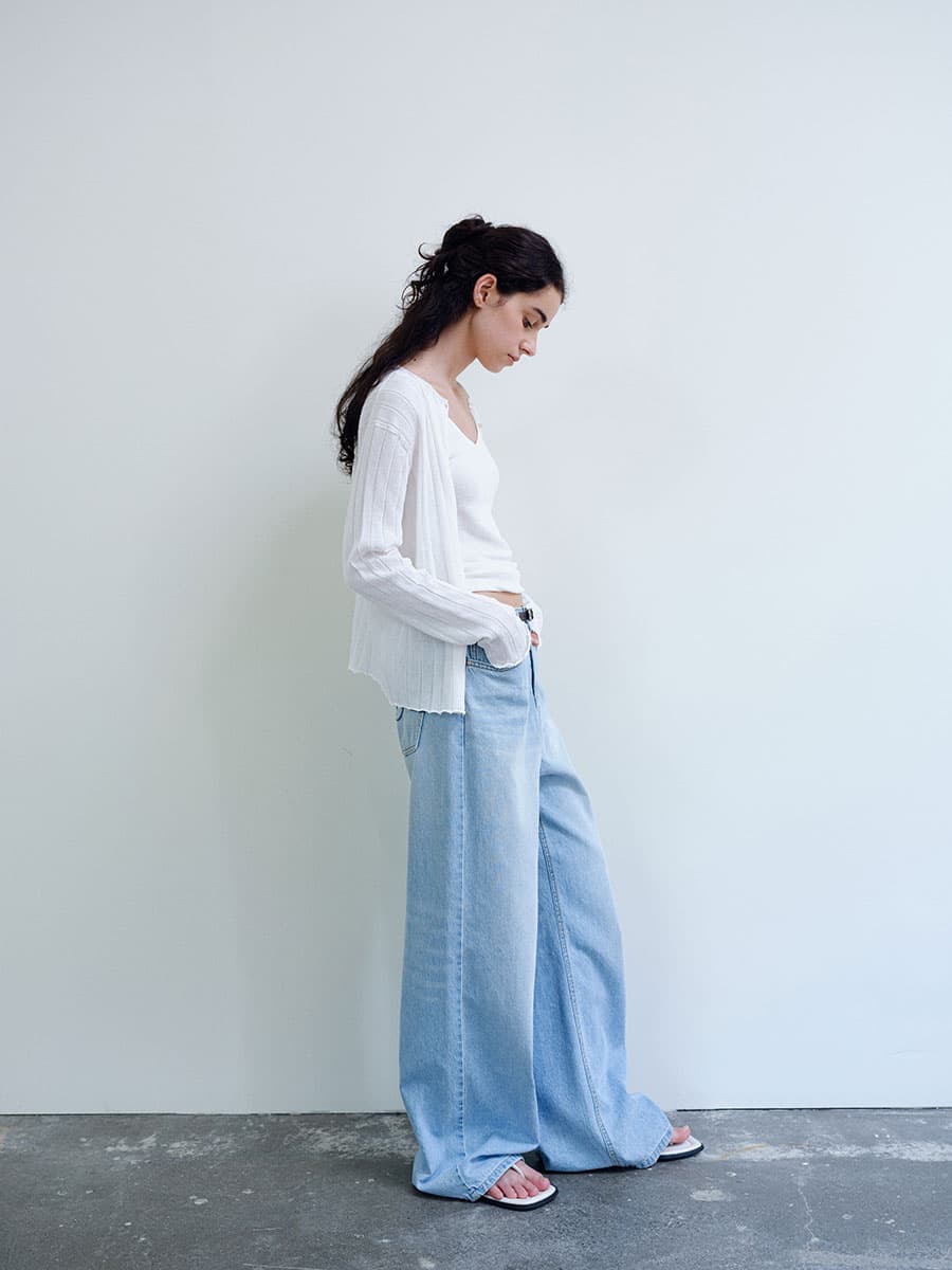 TIR RIB KNIT CARDIGAN & SLEEVELESS SET_WHITE — vue 7