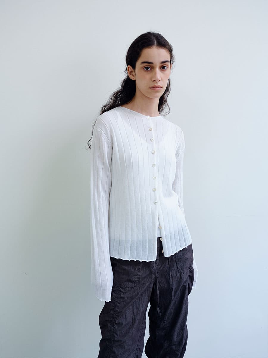 TIR RIB KNIT CARDIGAN & SLEEVELESS SET_WHITE — vue 10