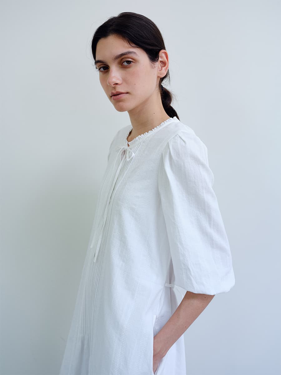 TIR PINTUCK LACE TIE DRESS_WHITE — vue 2