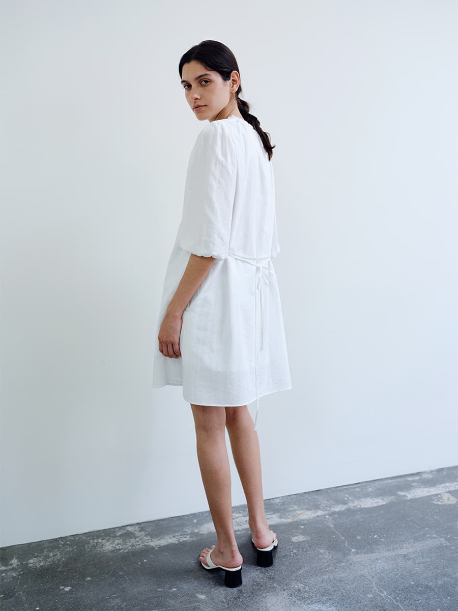 TIR PINTUCK LACE TIE DRESS_WHITE — vue 11