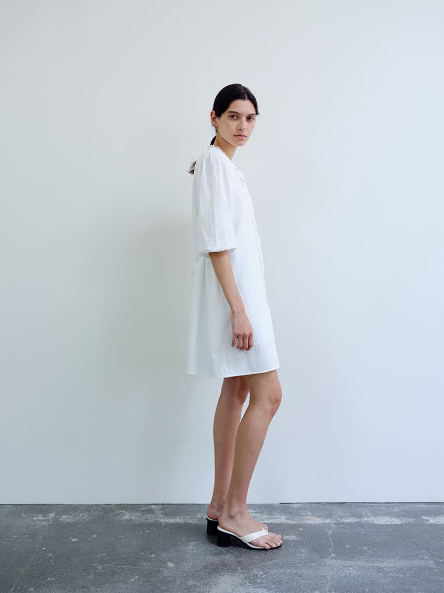 TIR PINTUCK LACE TIE DRESS_WHITE — vue 9