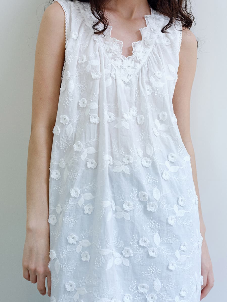 TIR EMBROIDERED COTTON MIDI DRESS_WHITE — vue 11