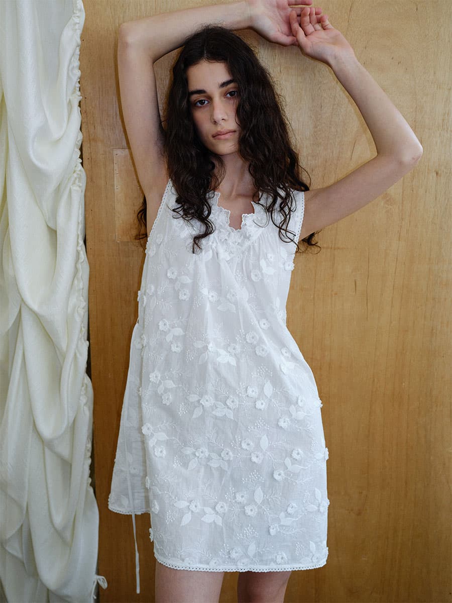 TIR EMBROIDERED COTTON MIDI DRESS_WHITE — vue 6