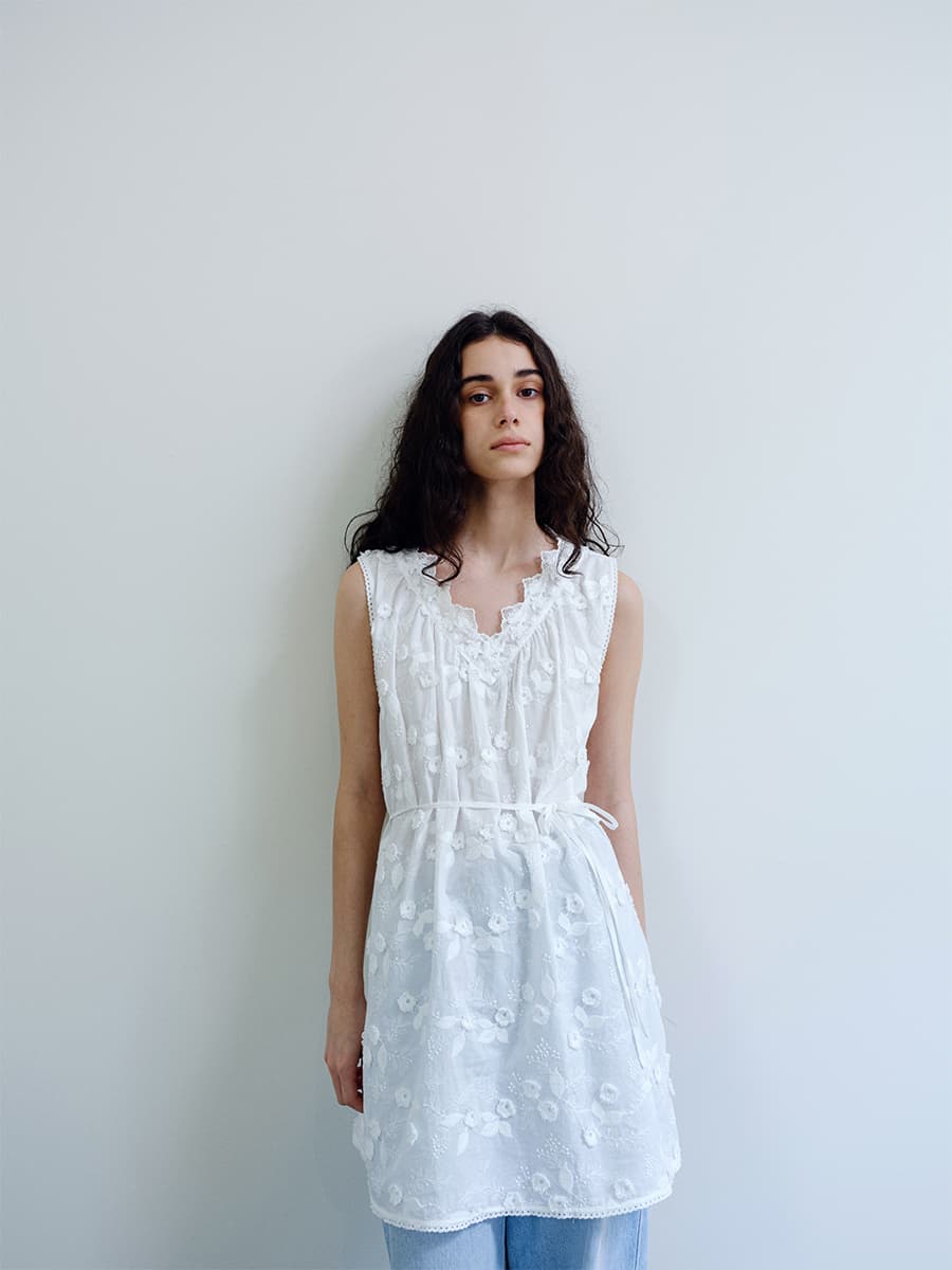 TIR EMBROIDERED COTTON MIDI DRESS_WHITE — vue 10
