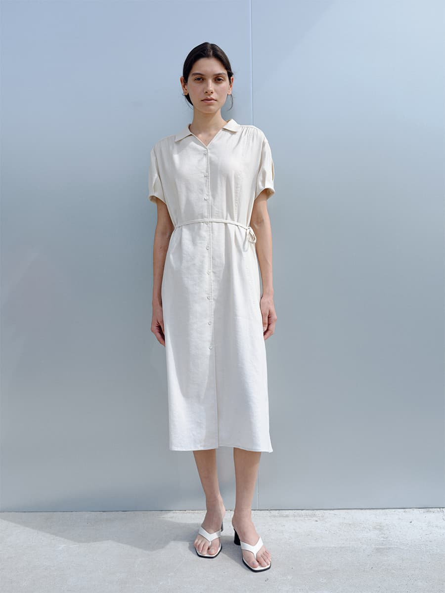 TIR PUFF SHIRT DRESS_CREAM — vue 2