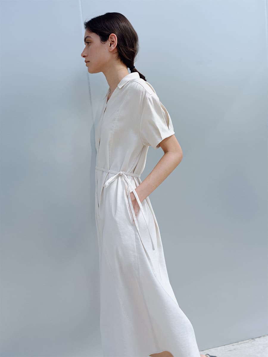 TIR PUFF SHIRT DRESS_CREAM — vue 3