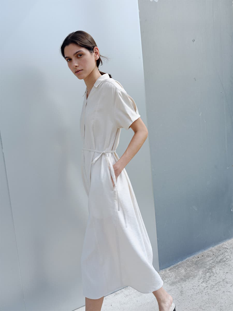 TIR PUFF SHIRT DRESS_CREAM — vue 4
