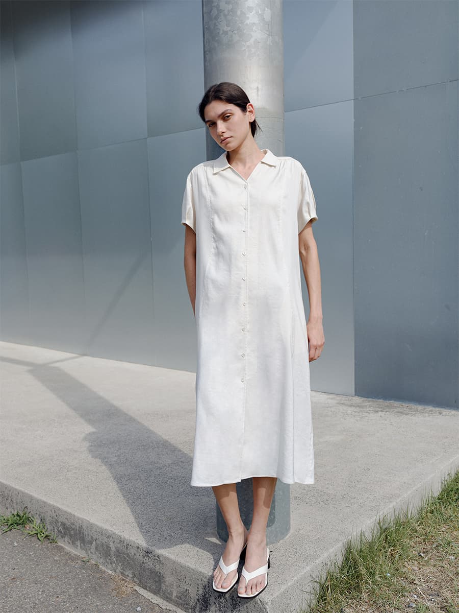 TIR PUFF SHIRT DRESS_CREAM — vue 5