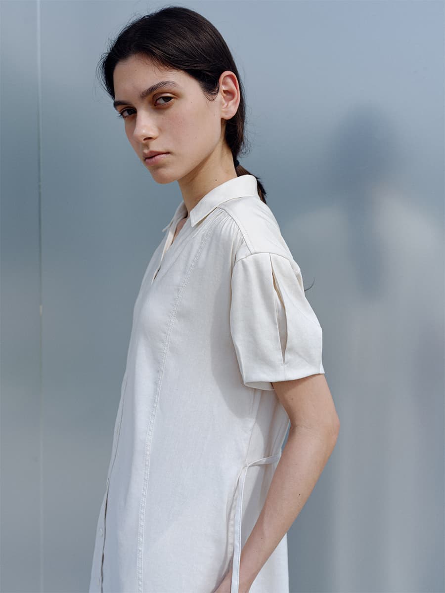TIR PUFF SHIRT DRESS_CREAM — vue 6