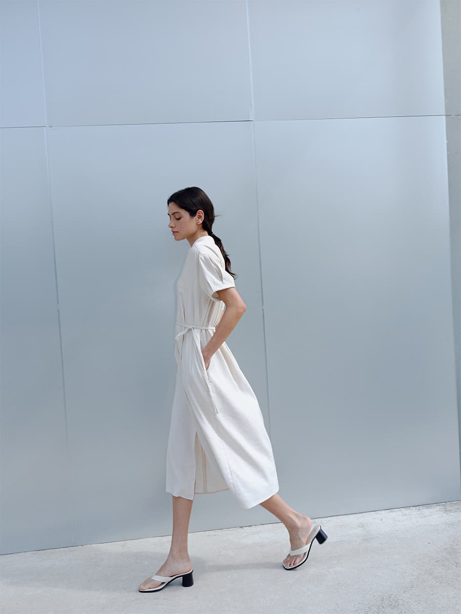 TIR PUFF SHIRT DRESS_CREAM — vue 1