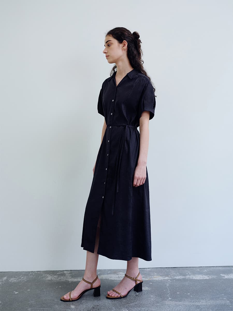 TIR PUFF SHIRT DRESS_D-NAVY — vue 5