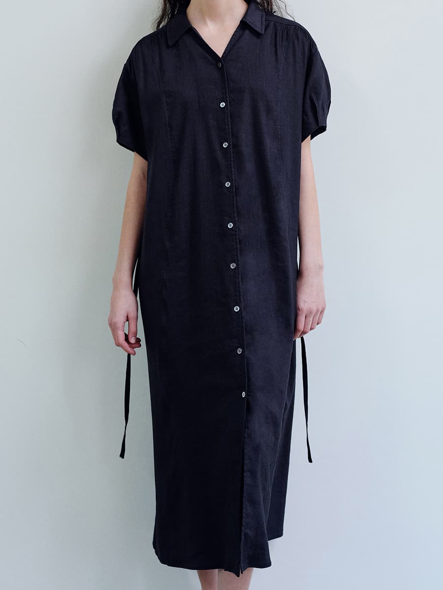 TIR PUFF SHIRT DRESS_D-NAVY — vue 10