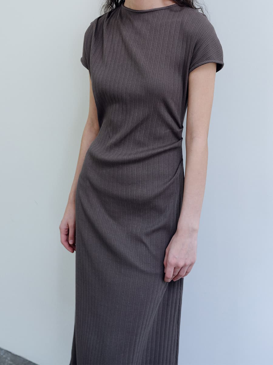TIR ASYMMETRIC RIBBED COTTON DRESS_BROWN — vue 11