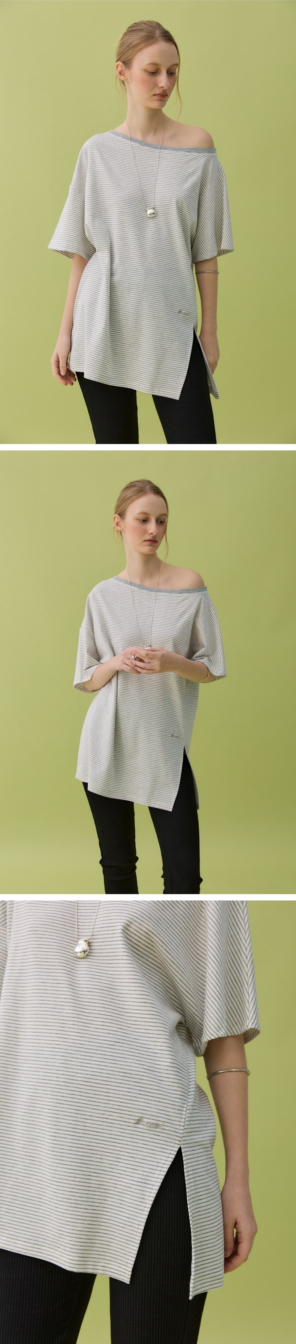 HAZE OFF-SHOULDER TEE - GRAY STRIPE — vue 7