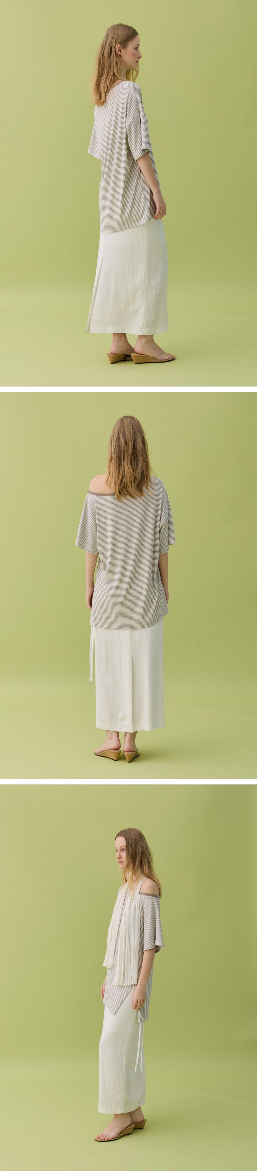 HAZE OFF-SHOULDER TEE - BROWN STRIPE — vue 3