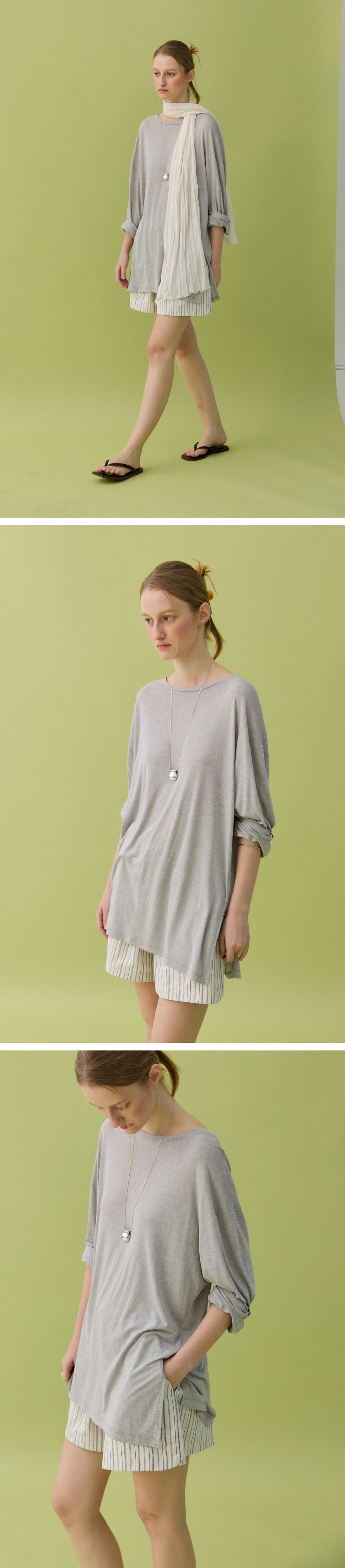 TENCEL BOX TEE - GRAY — vue 2