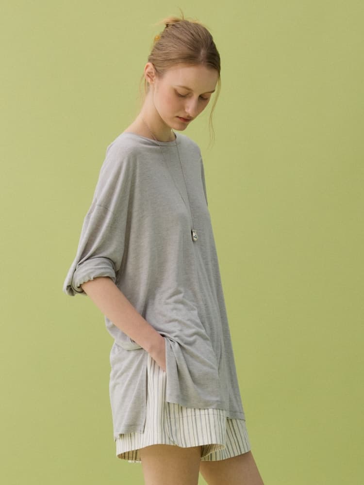 TENCEL BOX TEE - GRAY — vue 1