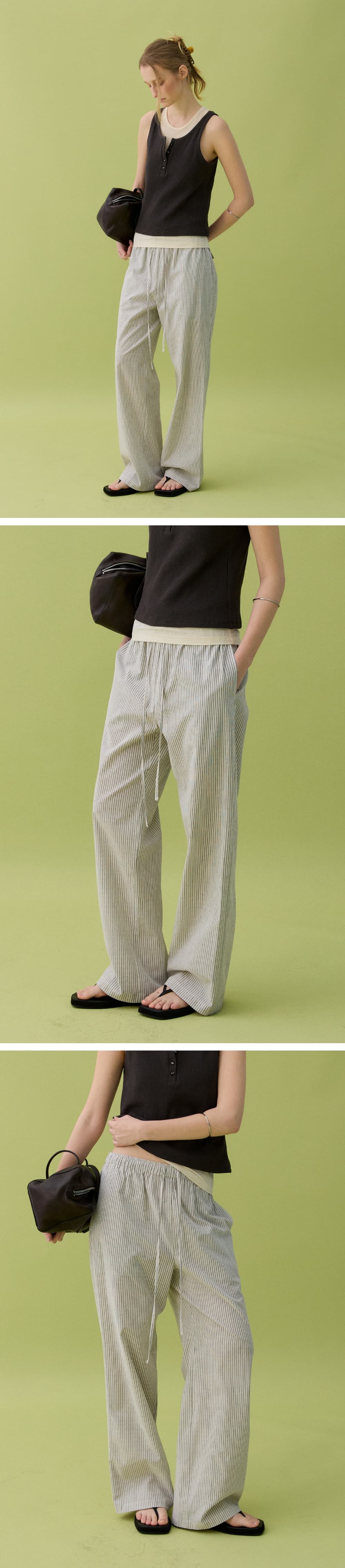 LOUM STRIPE PANTS - BLACK — vue 5