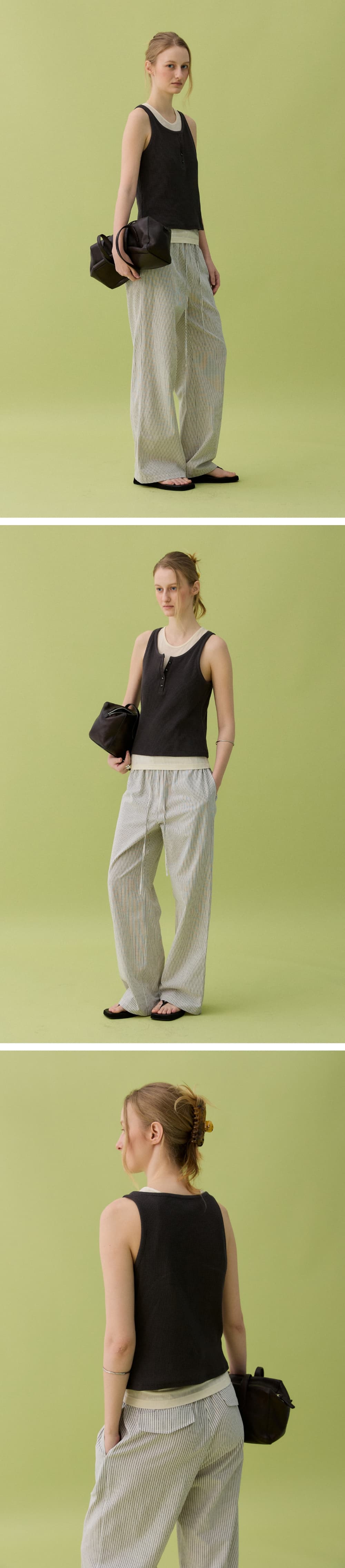 LOUM STRIPE PANTS - BLACK — vue 6