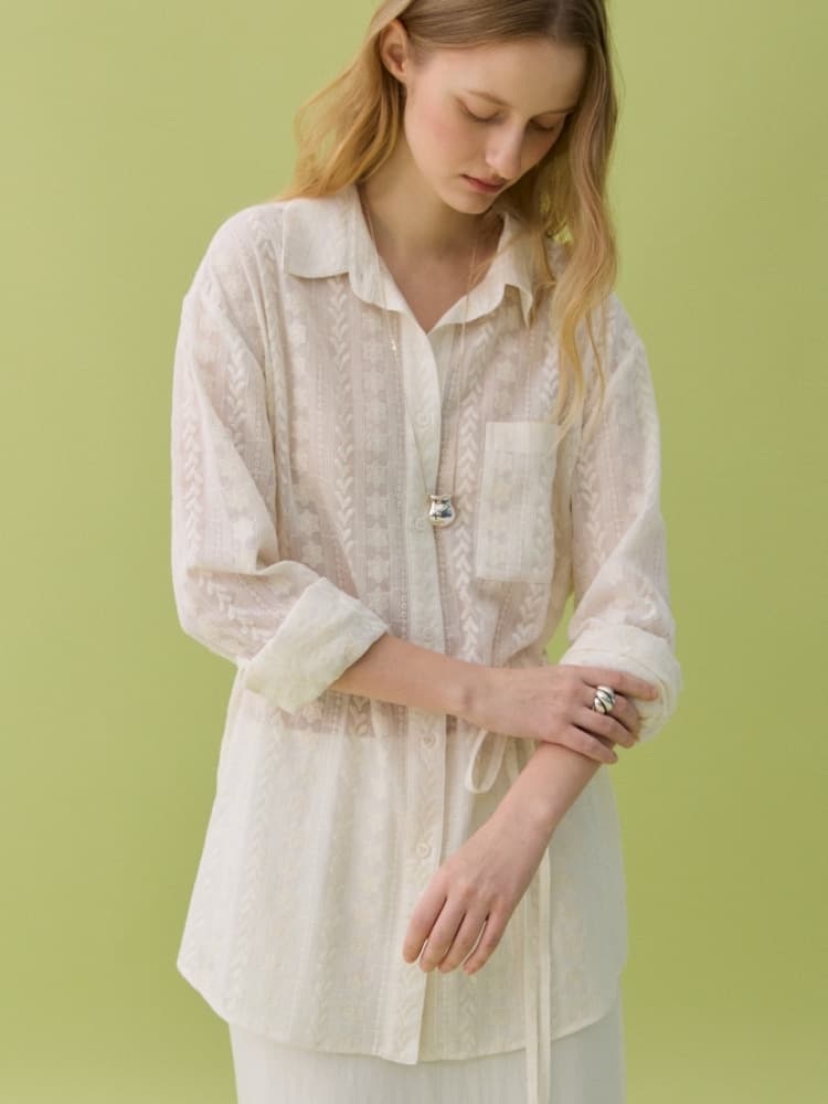 CLAIR LACE SHIRT - CREAM — vue 1