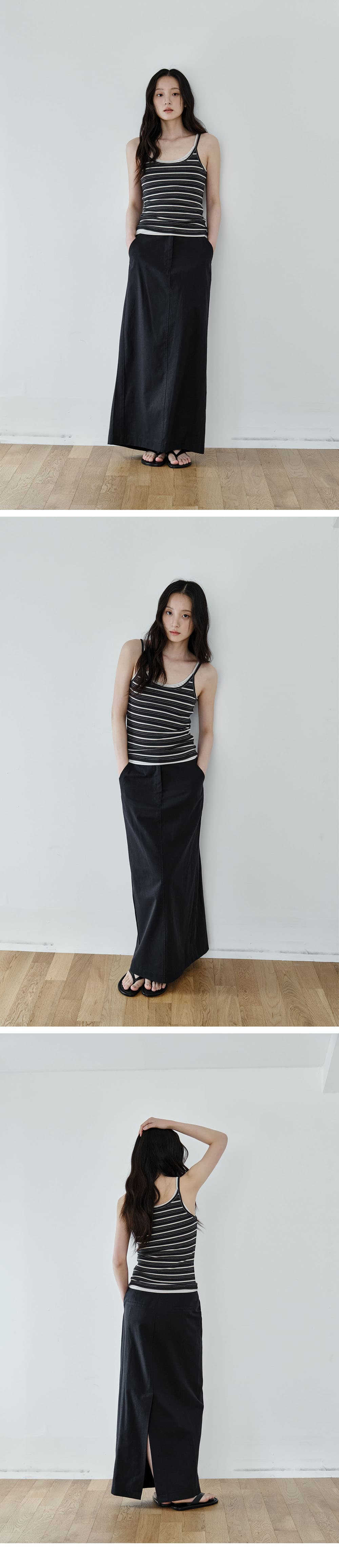 Bold Stripe Slim Sleeveless (Charcoal) — vue 3