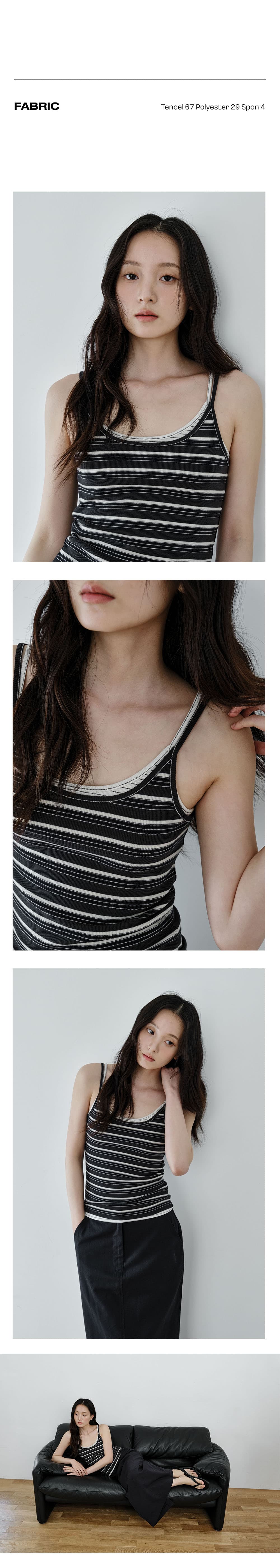 Bold Stripe Slim Sleeveless (Charcoal) — vue 4
