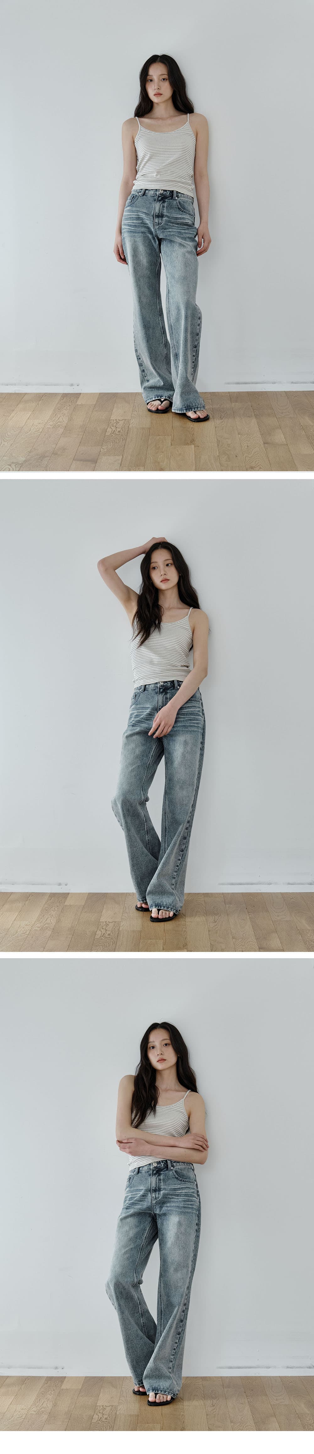 Fine Stripe Slim Sleeveless (Ivory) — vue 3