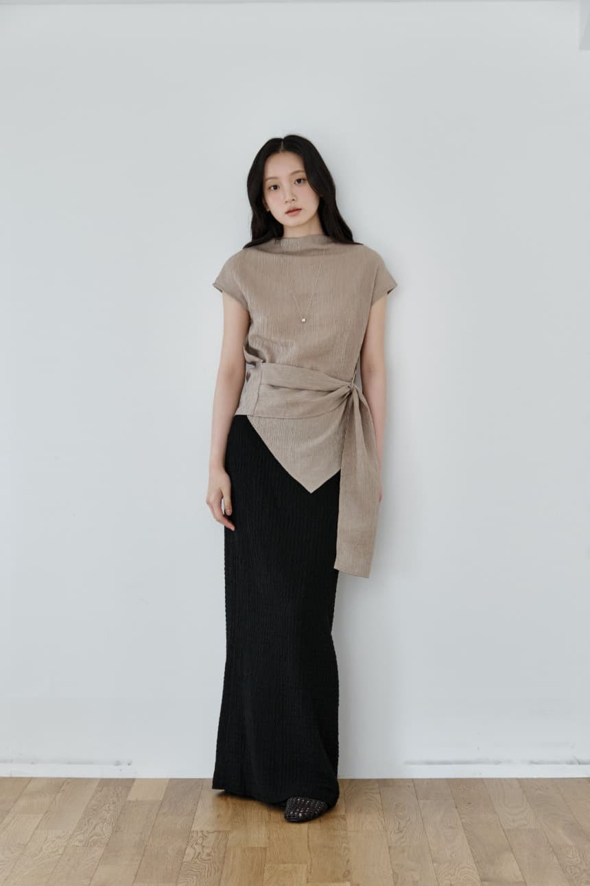 Wrap-Tie Blouse (Beige) — vue 1