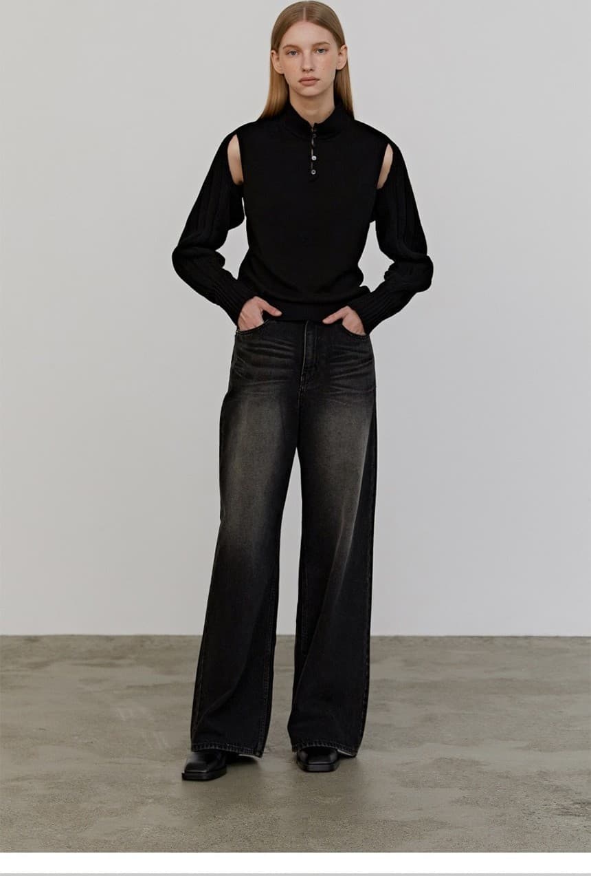Button Sleeveless Bolero Set (Black) — vue 8