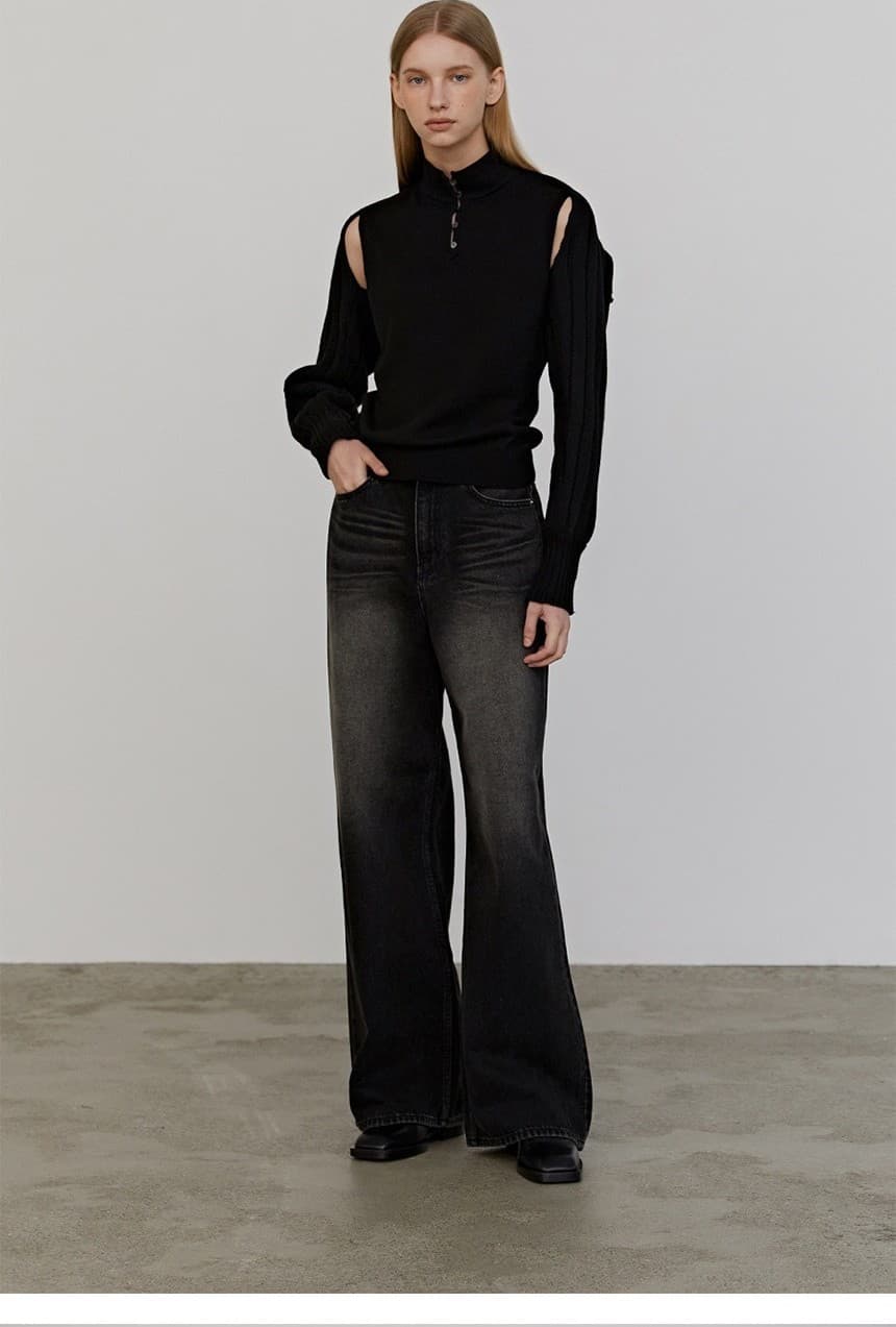 Button Sleeveless Bolero Set (Black) — vue 9