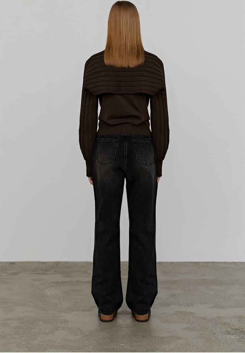 Button Sleeveless Bolero Set (Brown) — vue 8