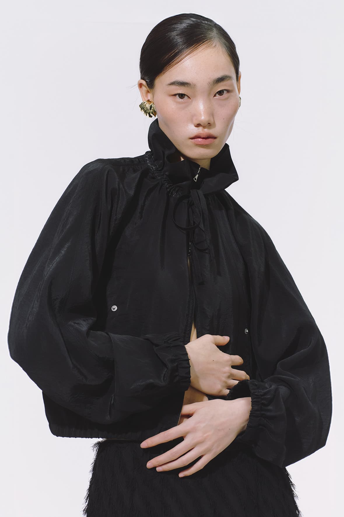 Drawstring Neck Dolman Sleeve Insert Pocket Jacket — vue 4