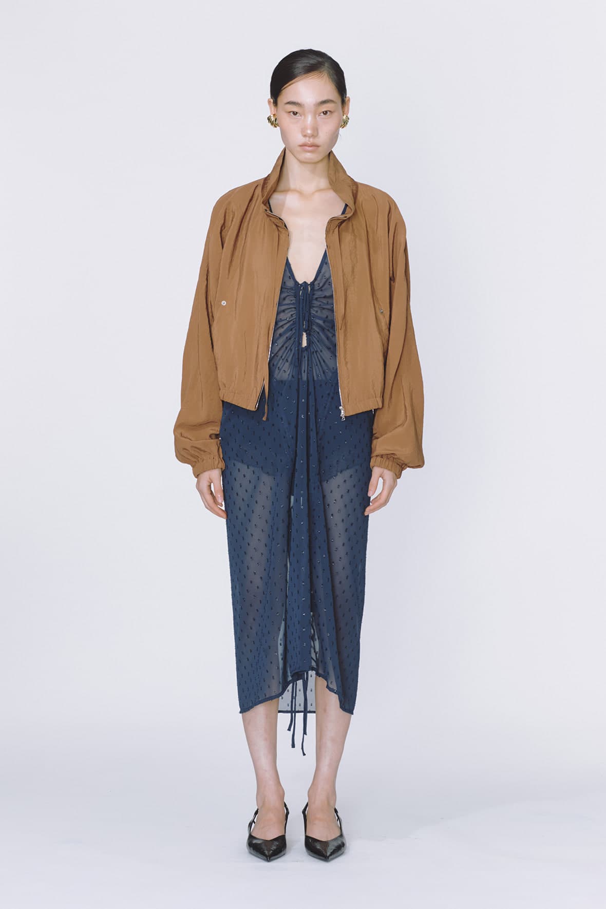 Drawstring Neck Dolman Sleeve Insert Pocket Jacket — vue 4