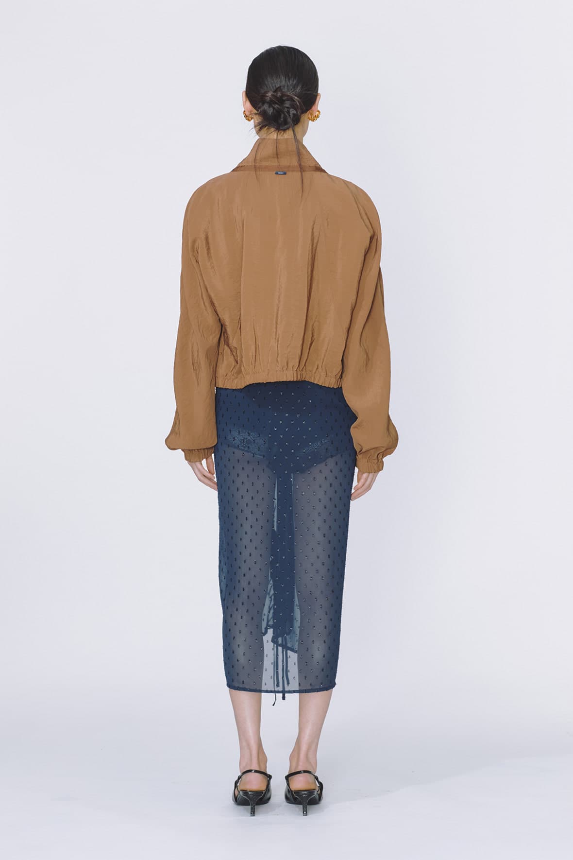Drawstring Neck Dolman Sleeve Insert Pocket Jacket — vue 5
