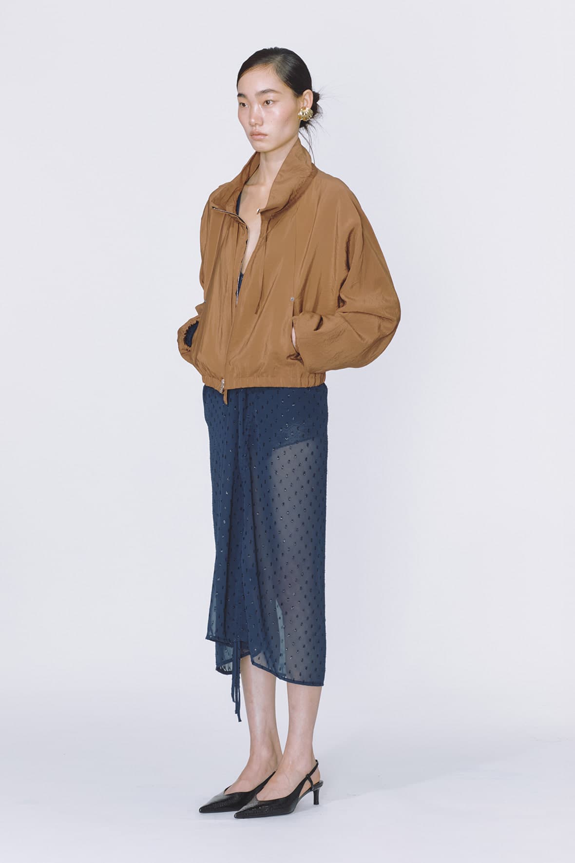 Drawstring Neck Dolman Sleeve Insert Pocket Jacket — vue 6