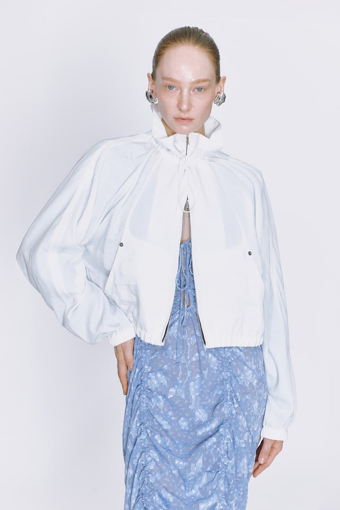 Drawstring Neck Dolman Sleeve Insert Pocket Jacket — vue 7