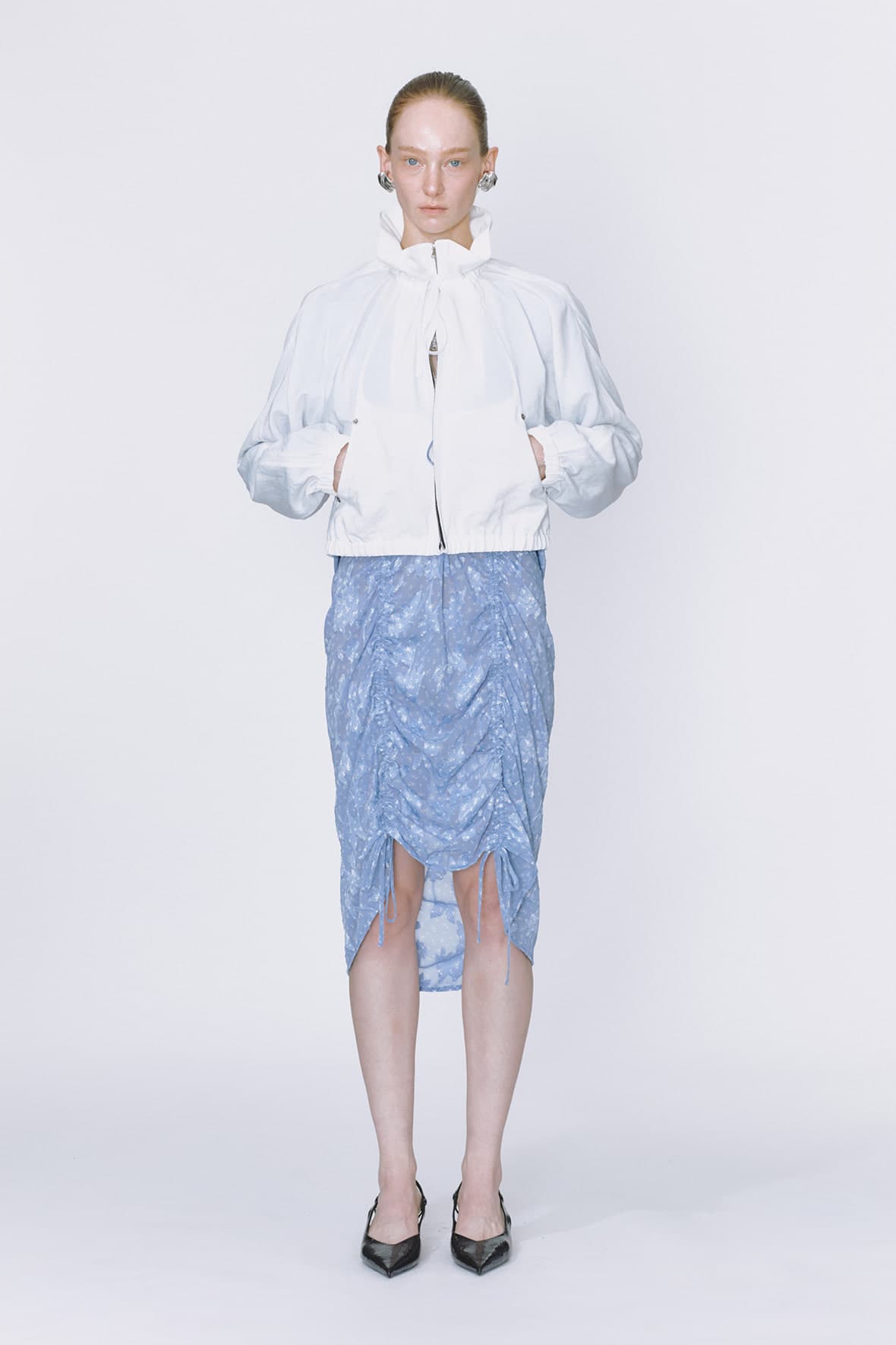 Drawstring Neck Dolman Sleeve Insert Pocket Jacket — vue 1