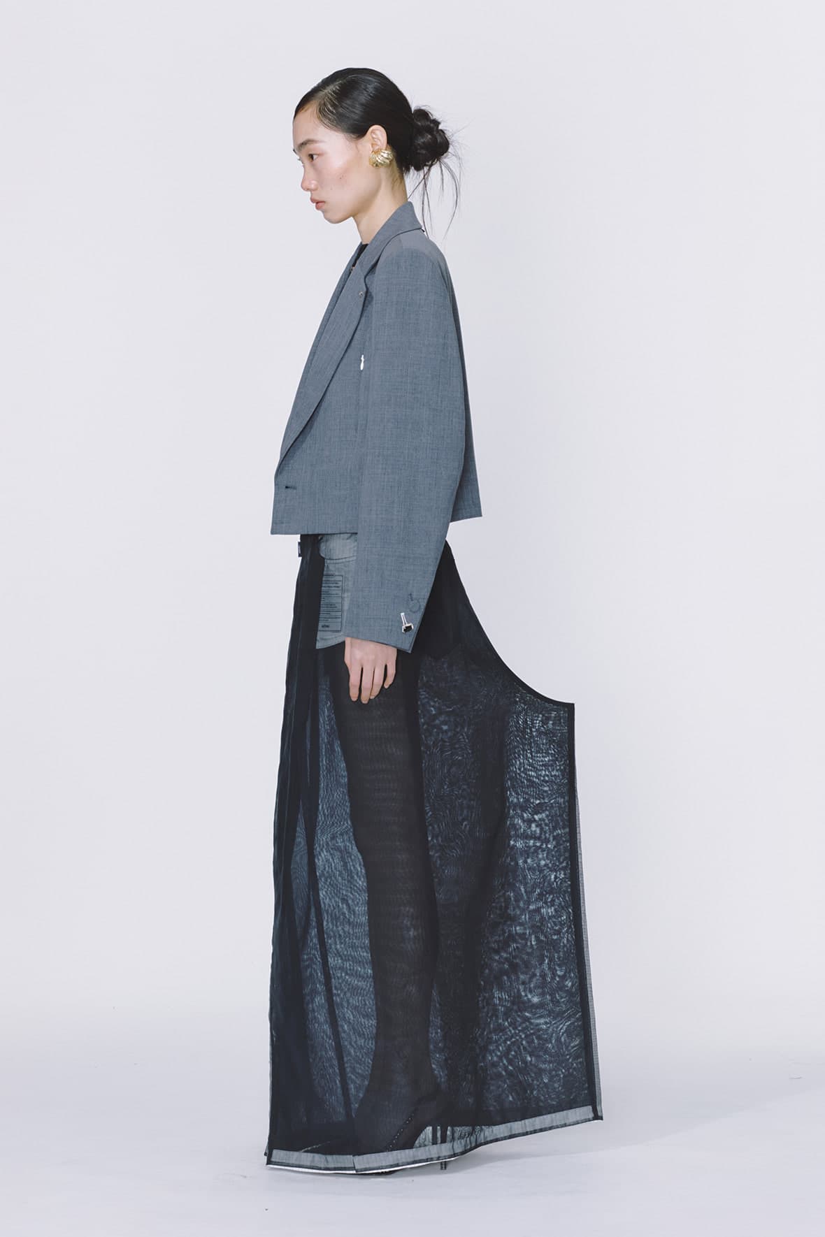 Cropped Insert Pocket Notch Lapel Logo Blazer — vue 4