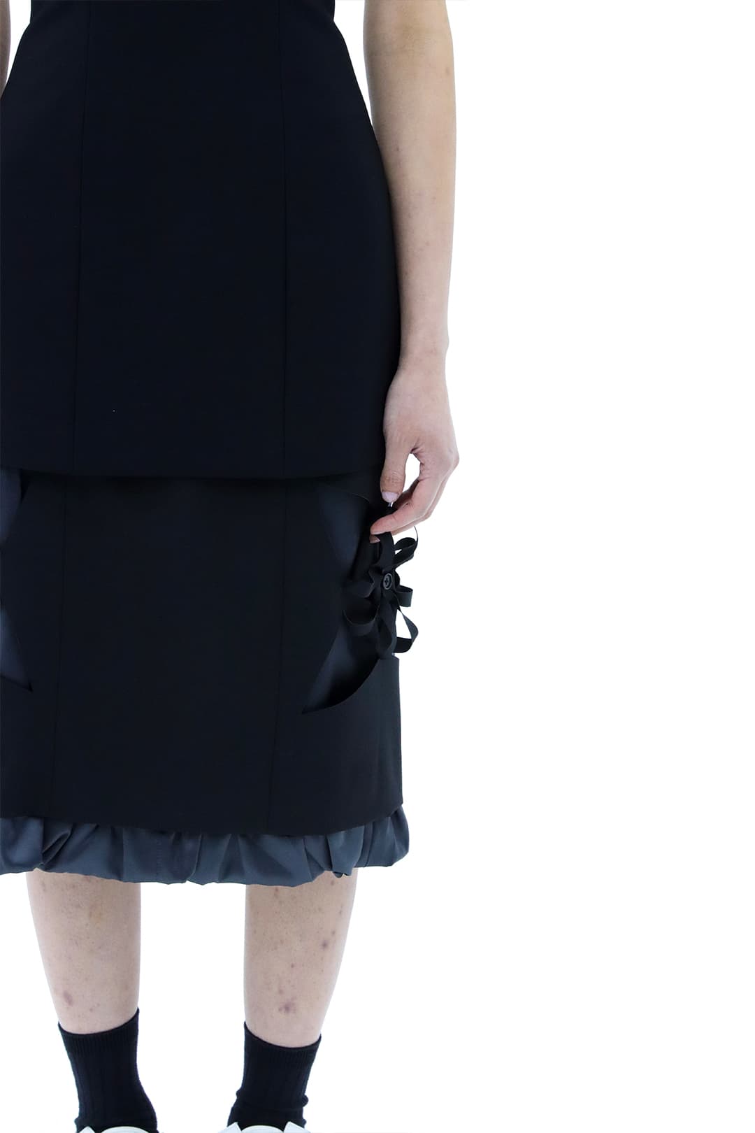 Origami Laser-Cut Midi-Skirts (Black) — vue 4