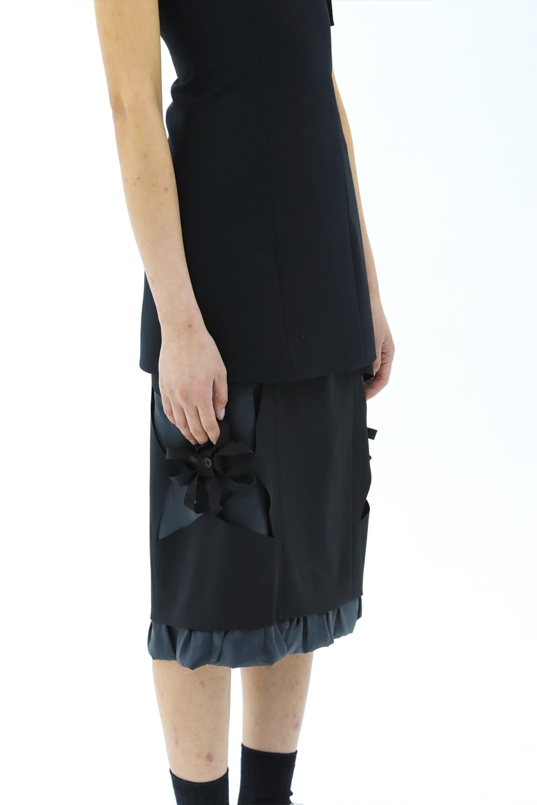 Origami Laser-Cut Midi-Skirts (Black) — vue 5