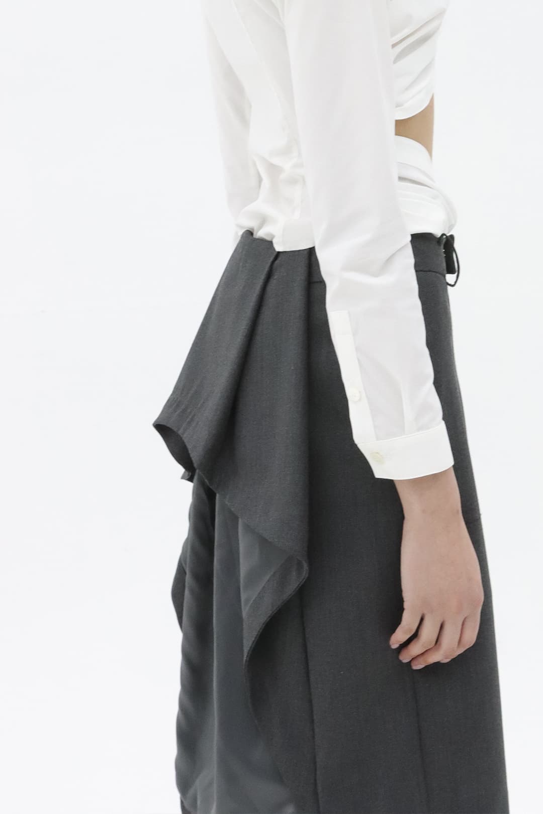 Origami Detail Midi-Skirts (Grey) — vue 5