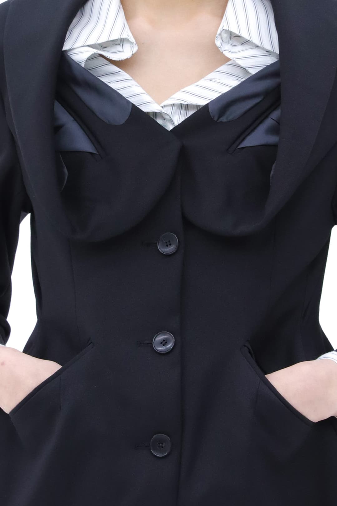 Origami Collar Hourglass Blazer (Black) — vue 3
